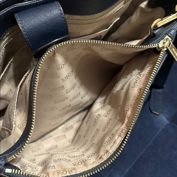 Michael Kors Satchel in Blue with Elegant Gold Tone Accents Crossbody Bag - Picture 6 of 14